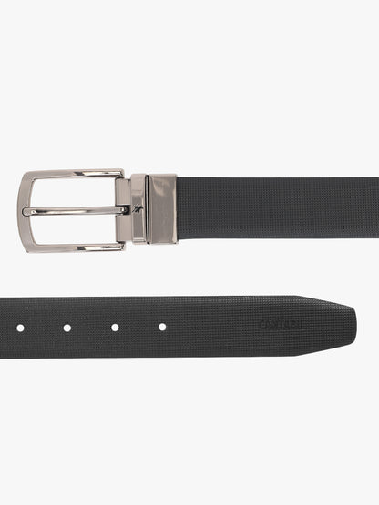 Men's Textured Black Brown Reversible Formal Belt