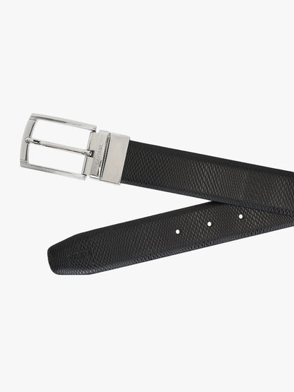 Men's Textured Black Brown Reversible Formal Belt