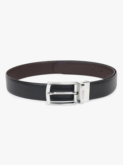 Men's Textured Black Brown Reversible Formal Belt