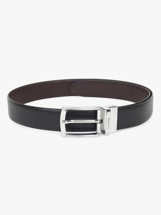 Men's Textured Black Brown Reversible Formal Belt