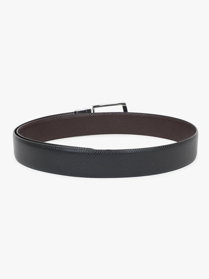 Men's Textured Black Brown Reversible Formal Belt