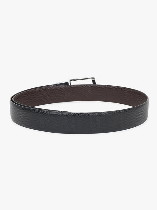 Men's Textured Black Brown Reversible Formal Belt