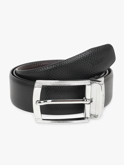 Men's Textured Black Brown Reversible Formal Belt