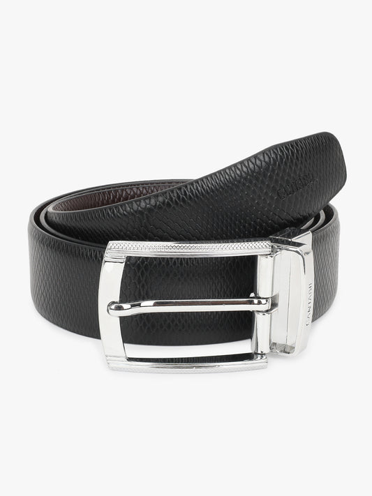 Men's Textured Black Brown Reversible Formal Belt