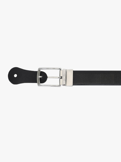 Men's Textured Black Brown Reversible Formal Belt