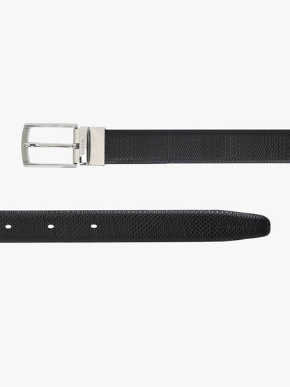 Men's Textured Black Brown Reversible Formal Belt
