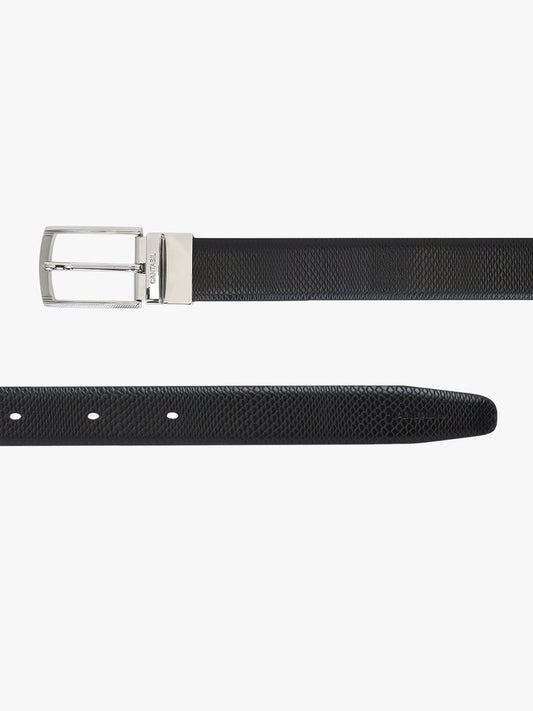 Men's Textured Black Brown Reversible Formal Belt