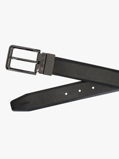 Men's Textured Black Brown Reversible Formal Belt