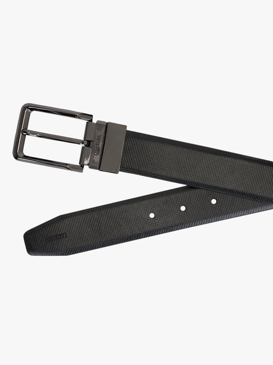 Men's Textured Black Brown Reversible Formal Belt