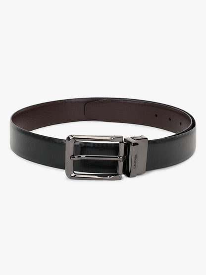 Men's Textured Black Brown Reversible Formal Belt
