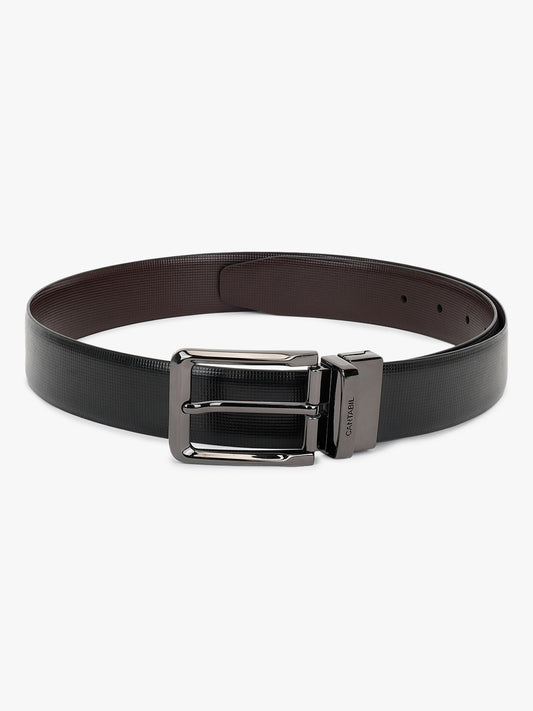 Men's Textured Black Brown Reversible Formal Belt