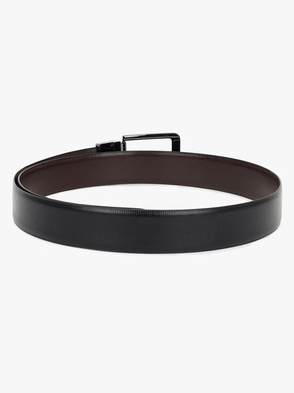 Men's Textured Black Brown Reversible Formal Belt