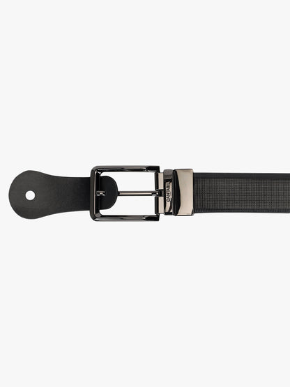 Men's Textured Black Brown Reversible Formal Belt