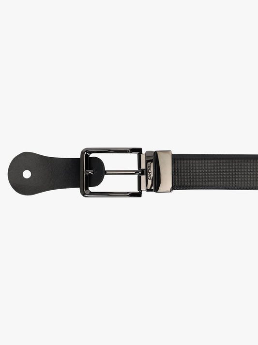 Men's Textured Black Brown Reversible Formal Belt
