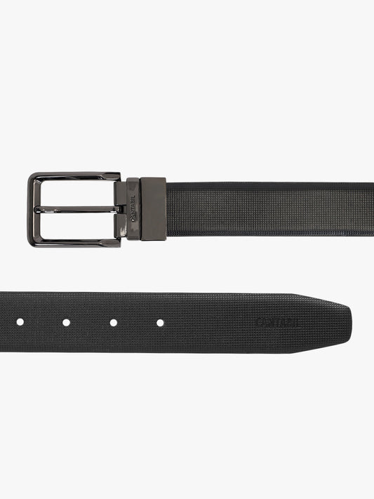 Men's Textured Black Brown Reversible Formal Belt