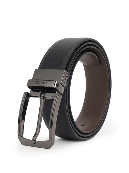 Men's Textured Black Brown Reversible Formal Belt