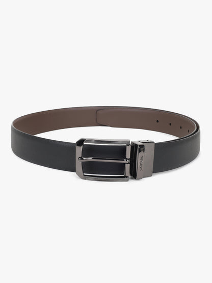 Men's Textured Black Brown Reversible Formal Belt