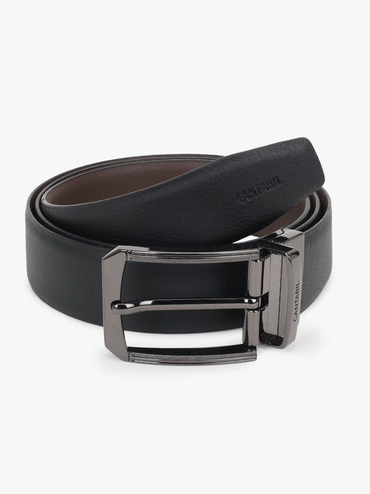 Men's Textured Black Brown Reversible Formal Belt