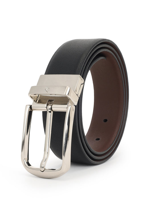 Men's Solid Black Brown Reversible Formal Belt