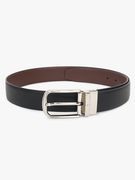 Men's Solid Black Brown Reversible Formal Belt