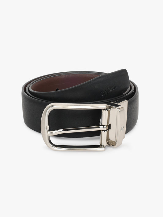 Men's Solid Black Brown Reversible Formal Belt
