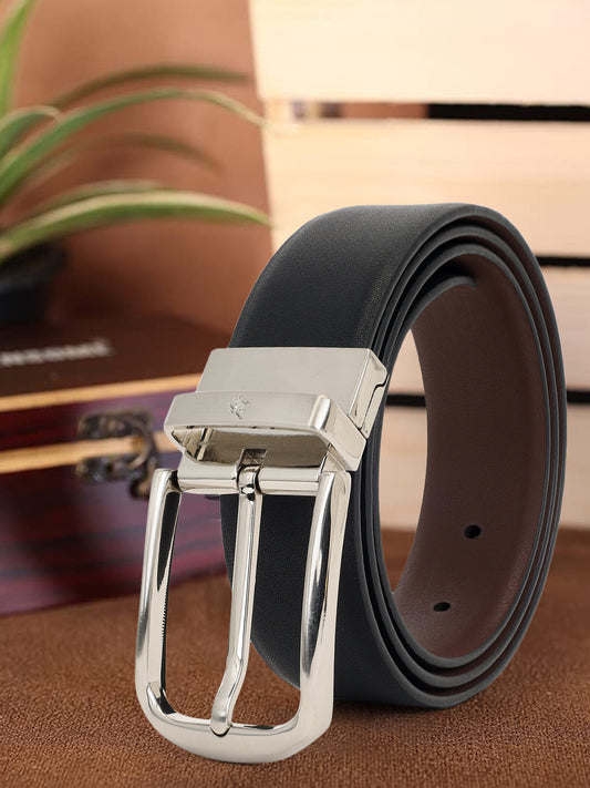 Men's Solid Black Brown Reversible Formal Belt