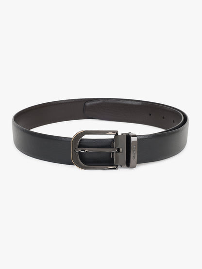 Men's Textured Black Brown Reversible Formal Belt