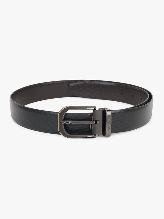 Men's Textured Black Brown Reversible Formal Belt