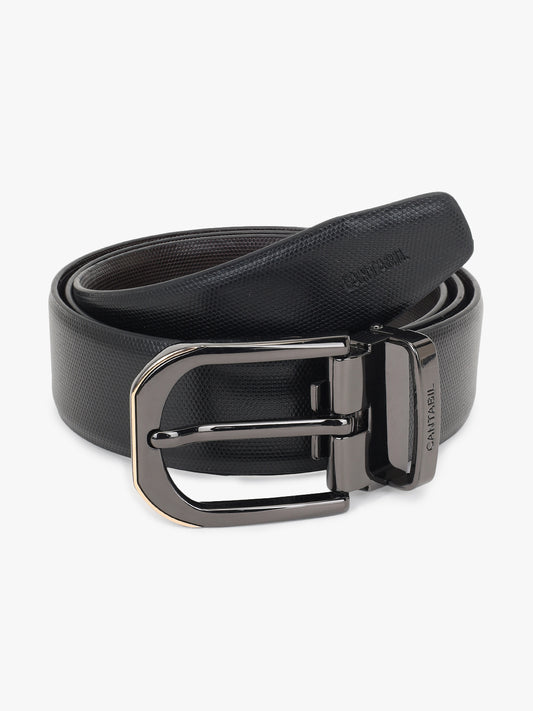 Men's Textured Black Brown Reversible Formal Belt