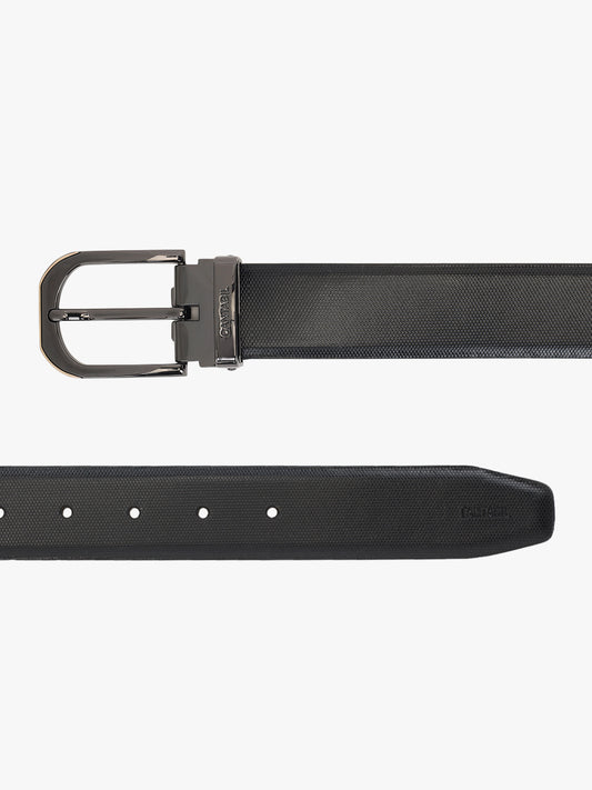 Men's Textured Black Brown Reversible Formal Belt