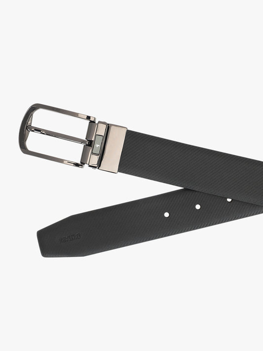 Men's Textured Black Brown Reversible Formal Belt