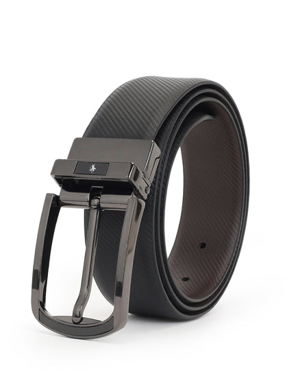 Men's Textured Black Brown Reversible Formal Belt