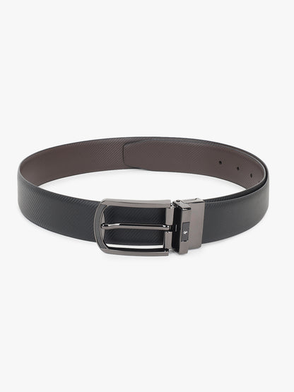 Men's Textured Black Brown Reversible Formal Belt