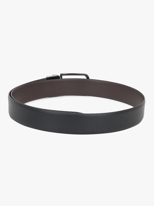 Men's Textured Black Brown Reversible Formal Belt