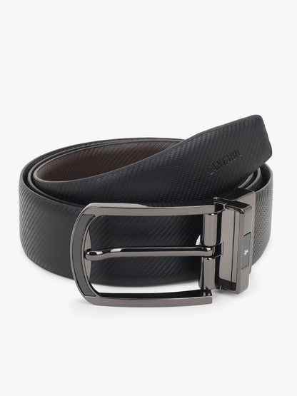 Men's Textured Black Brown Reversible Formal Belt