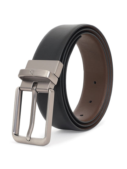 Men's Solid Black Brown Reversible Formal Belt