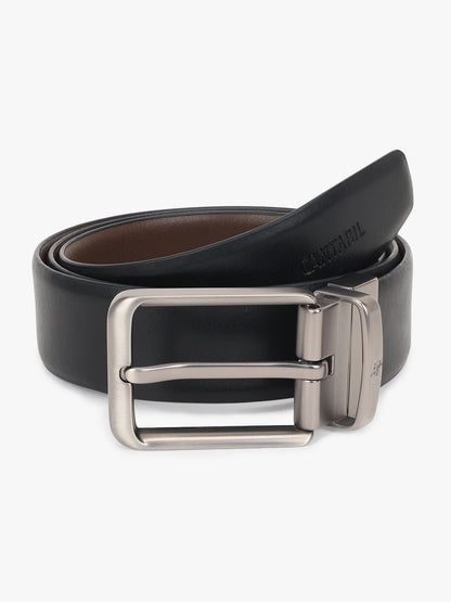 Men's Solid Black Brown Reversible Formal Belt