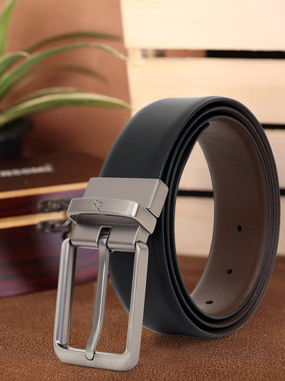 Men's Solid Black Brown Reversible Formal Belt