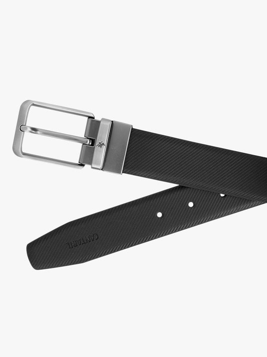 Men's Textured Black Brown Reversible Formal Belt