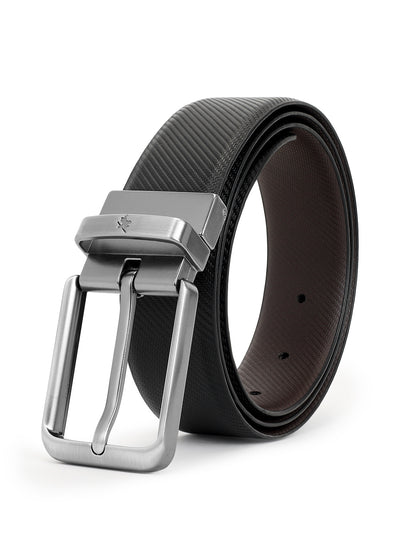 Men's Textured Black Brown Reversible Formal Belt