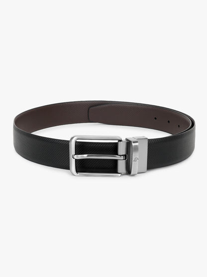 Men's Textured Black Brown Reversible Formal Belt
