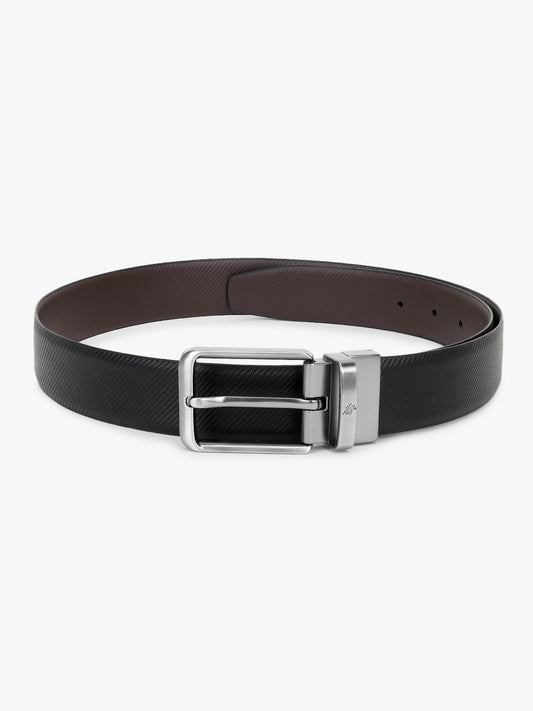 Men's Textured Black Brown Reversible Formal Belt