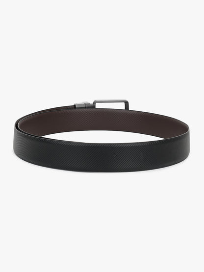 Men's Textured Black Brown Reversible Formal Belt