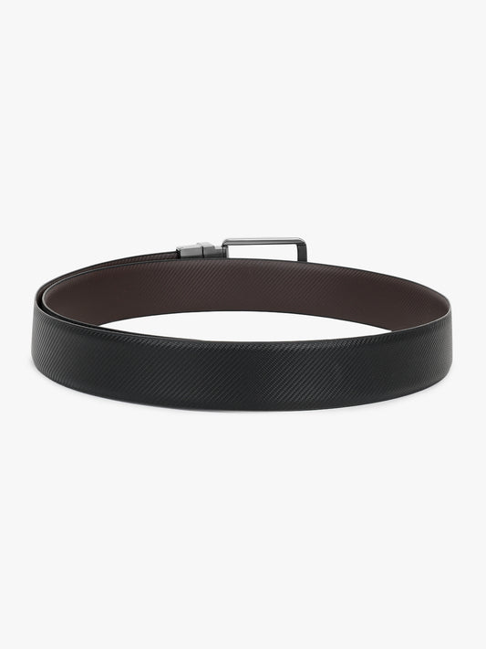 Men's Textured Black Brown Reversible Formal Belt