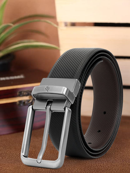 Men's Textured Black Brown Reversible Formal Belt