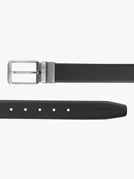 Men's Textured Black Brown Reversible Formal Belt