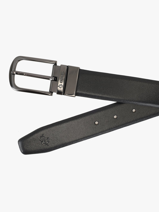 Men's Textured Black Brown Reversible Formal Belt