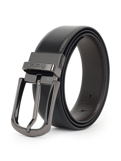 Men's Textured Black Brown Reversible Formal Belt
