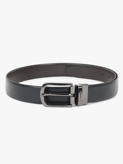 Men's Textured Black Brown Reversible Formal Belt