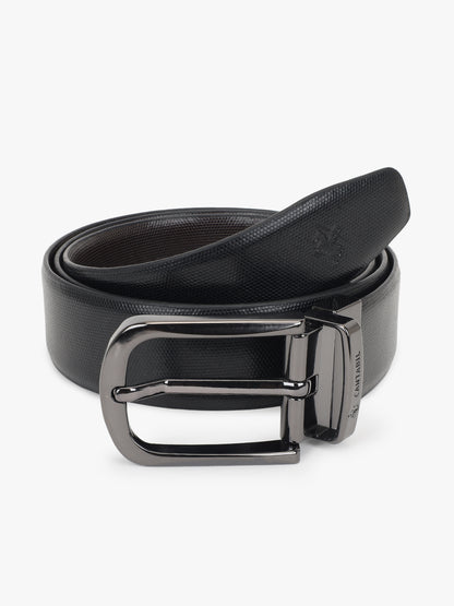 Men's Textured Black Brown Reversible Formal Belt
